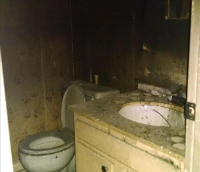 bathroom after the fire pre mitigation