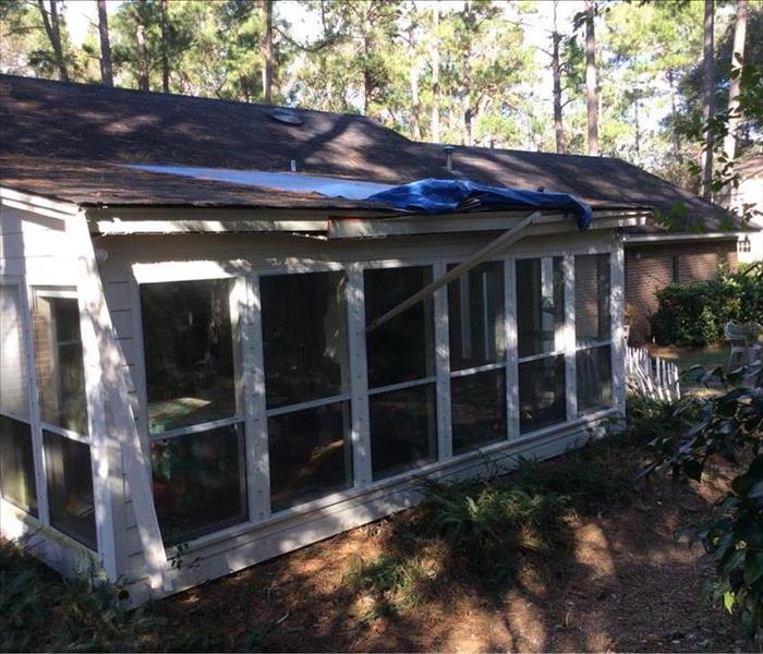Sunroom destroyed after hurricane Michael hit in GA